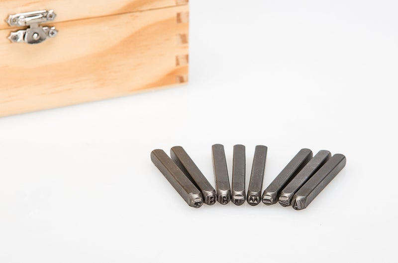 HimaPro Letter and Number Stamp Set 36pcs 40Cr Alloy Steel Metal Stamp Number & Letter Punch Set in a Wooden case (3mm 1/8 Inch) - Image 4